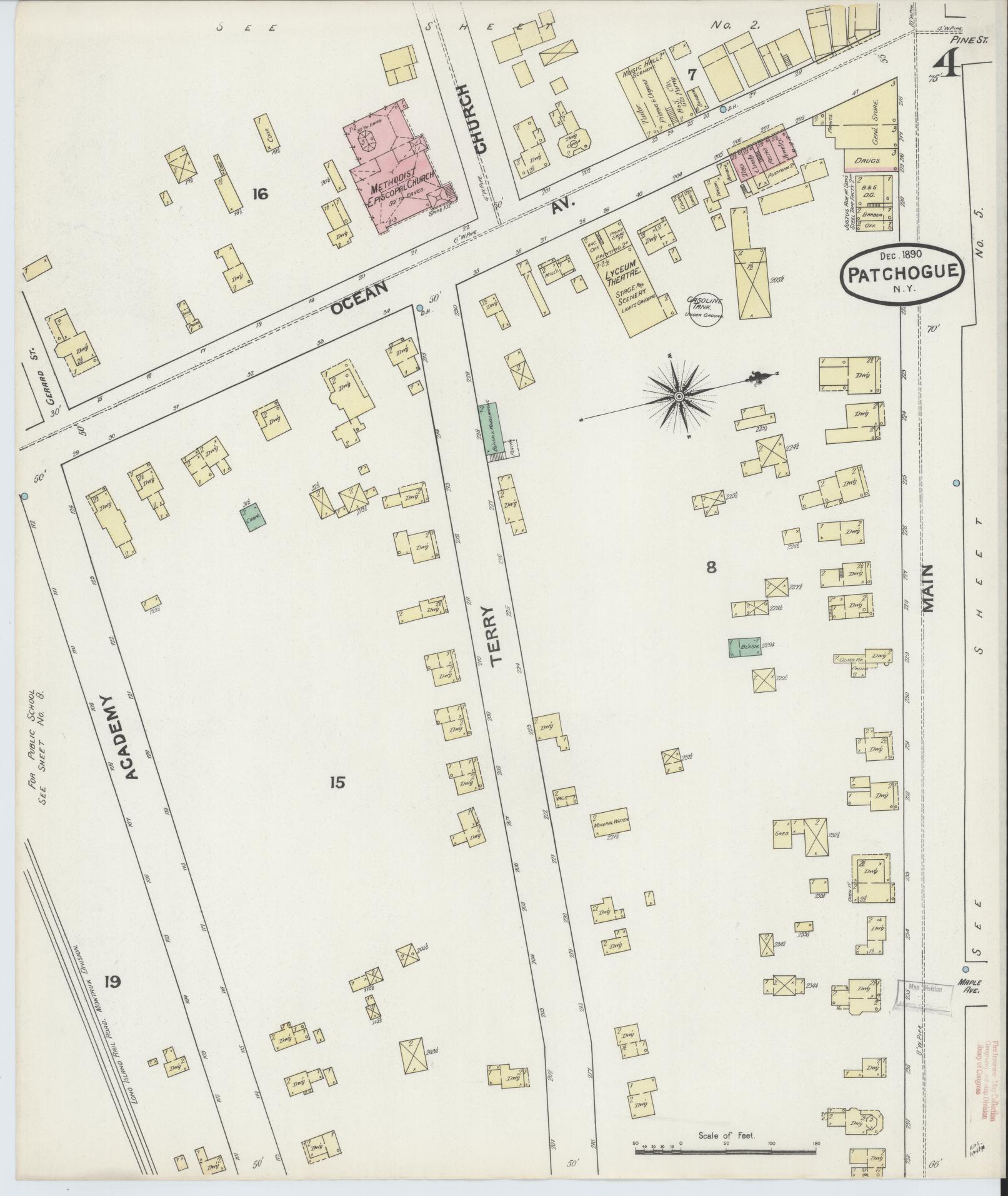 Sanborn Fire Insurance Map from Patchogue, Suffolk County, New York (1891), Sheet #0004 - Complete Map Set gallery image, historic Sanborn map, vintage wall art, New York New York