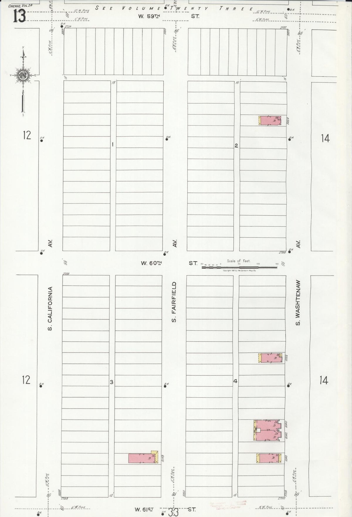 Sanborn Fire Insurance Map from Chicago, Cook County, Illinois (1920), Sheet #0013 - Historic Sanborn Fire Insurance Map Print, vintage old map wall art, antique decor, genealogy gift, Illinois Illinois map