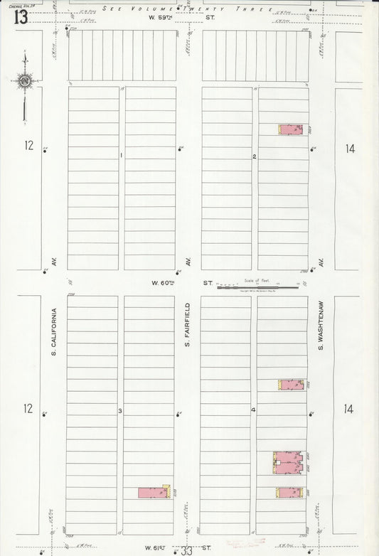 Sanborn Fire Insurance Map from Chicago, Cook County, Illinois (1920), Sheet #0013 - Historic Sanborn Fire Insurance Map Print, vintage old map wall art, antique decor, genealogy gift, Illinois Illinois map