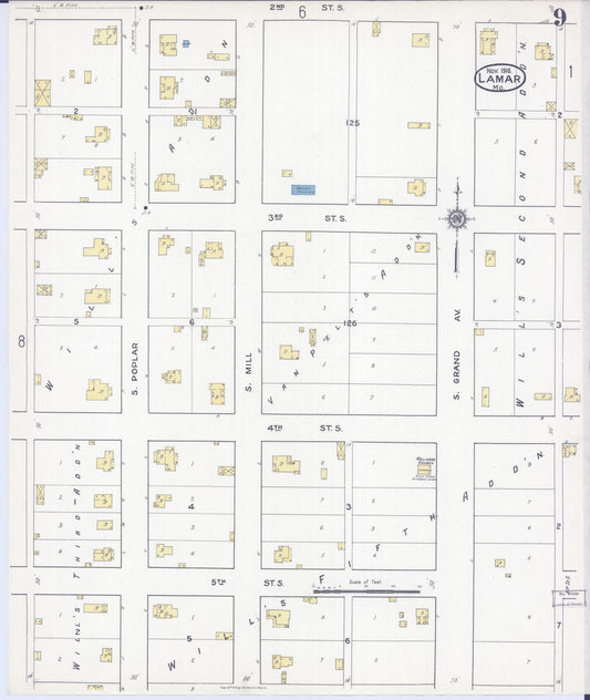 Sanborn Fire Insurance Map from Lamar, Barton County, Missouri (1916), Sheet #0009 - Historic Sanborn Fire Insurance Map Print, vintage old map wall art, antique decor, genealogy gift, Missouri Missouri map