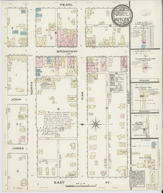 Sanborn Fire Insurance Map from Butler, De Kalb County, Indiana (1885), Sheet #0001 - Historic Sanborn Fire Insurance Map Print, vintage old map wall art, antique decor, genealogy gift, Indiana Indiana map