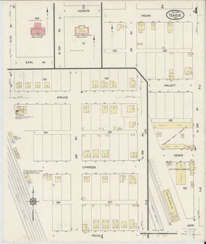Sanborn Fire Insurance Map from Teague, Freestone County, Texas (1914), Sheet #0004 - Complete Map Set gallery image, historic Sanborn map, vintage wall art, Texas Texas