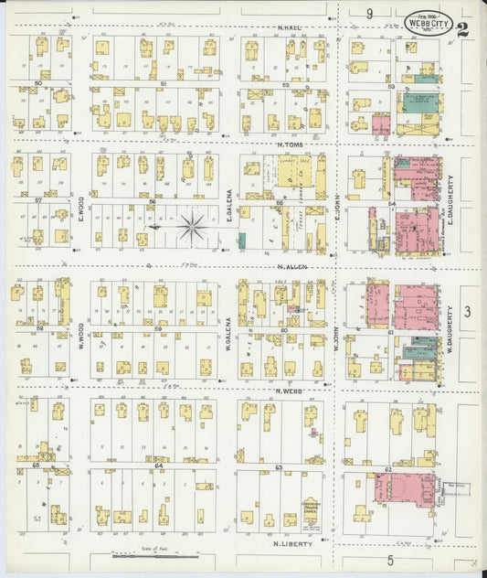 Sanborn Fire Insurance Map from Webb City, Jasper County, Missouri (1906), Sheet #0002 - Historic Sanborn Fire Insurance Map Print, vintage old map wall art, antique decor, genealogy gift, Missouri Missouri map