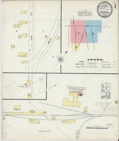 Sanborn Fire Insurance Map from Fryeburg, Oxford County, Maine (1897), Sheet #0001 - Complete Map Set gallery image, historic Sanborn map, vintage wall art, Maine Maine