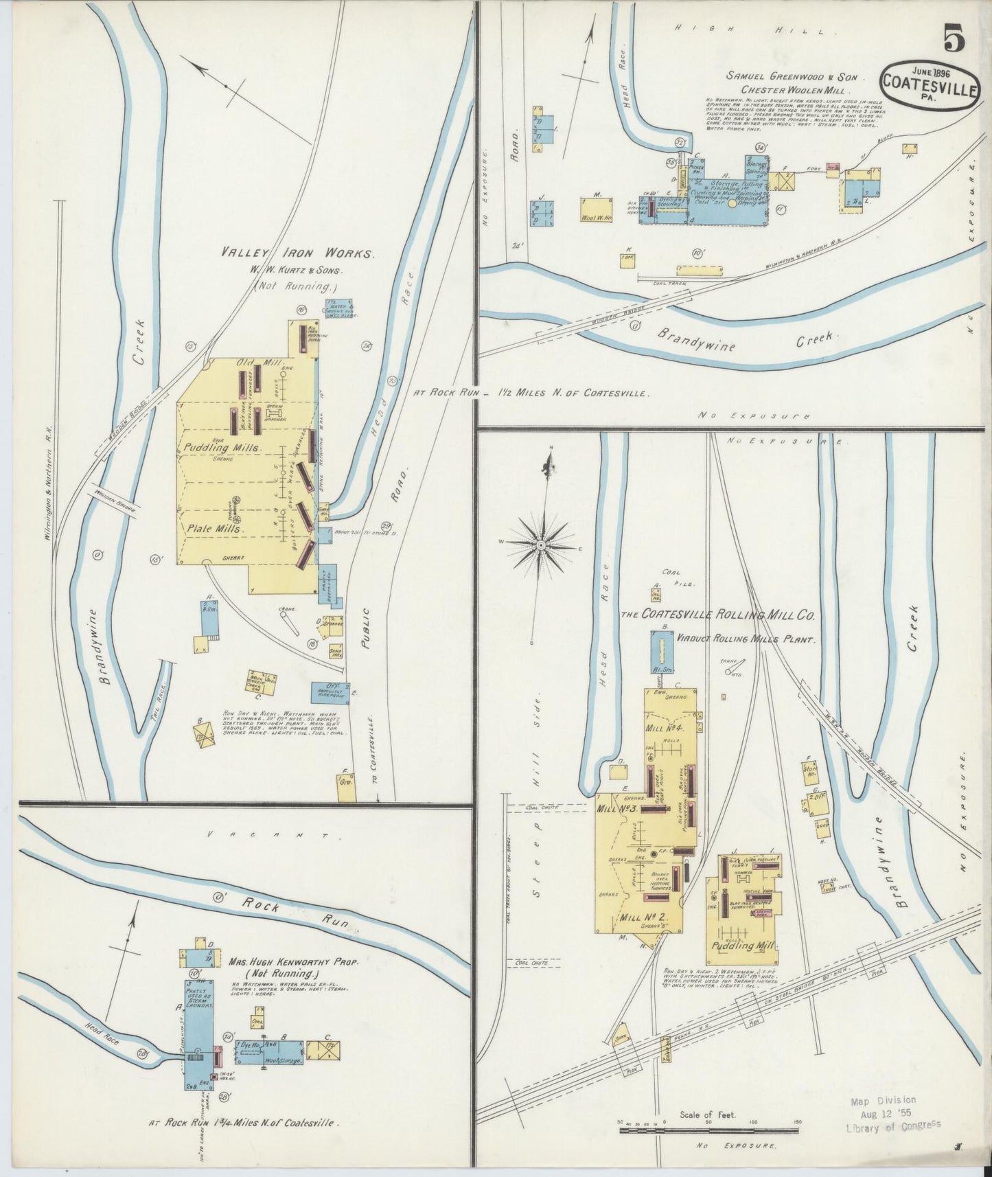 Sanborn Fire Insurance Map from Coatesville, Chester County, Pennsylvania (1896), Sheet #0005 - Historic Sanborn Fire Insurance Map Print, vintage old map wall art, antique decor, genealogy gift, Pennsylvania Pennsylvania map