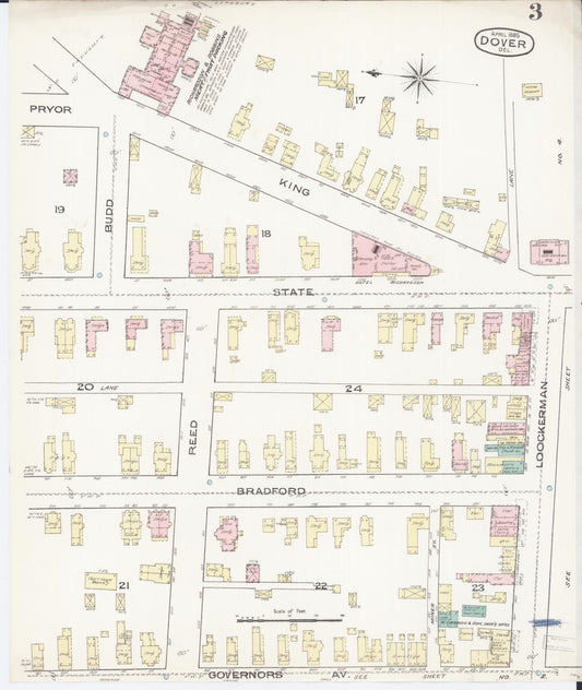 Sanborn Fire Insurance Map from Dover, Kent County, Delaware (1885), Sheet #0003 - Historic Sanborn Fire Insurance Map Print, vintage old map wall art, antique decor, genealogy gift, Delaware Delaware map