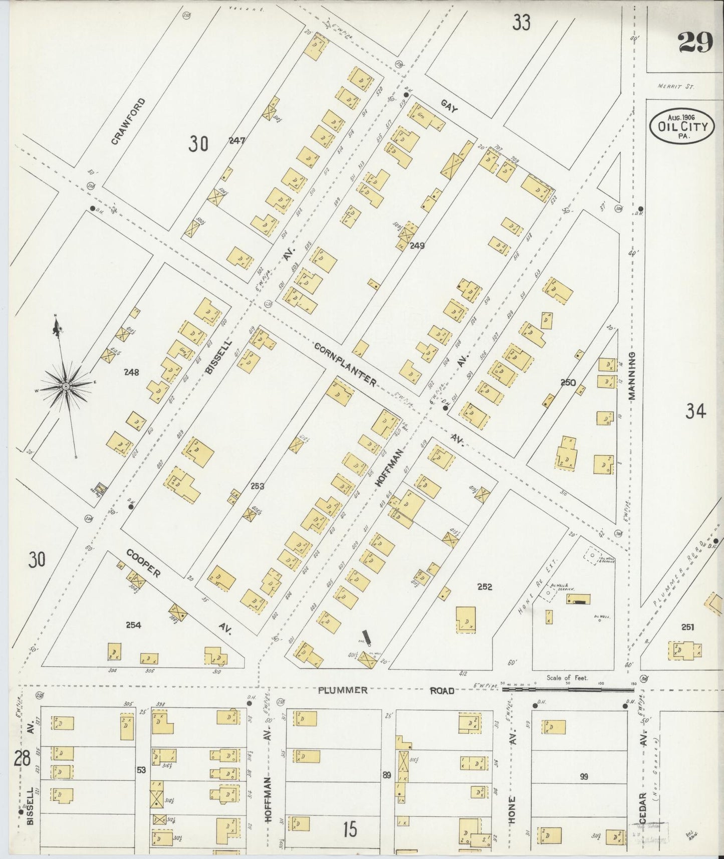 Sanborn Fire Insurance Map from Oil City, Venango County, Pennsylvania (1906), Sheet #0029 - Historic Sanborn Fire Insurance Map Print, vintage old map wall art, antique decor, genealogy gift, Pennsylvania Pennsylvania map