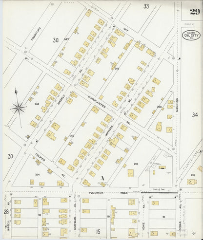 Sanborn Fire Insurance Map from Oil City, Venango County, Pennsylvania (1906), Sheet #0029 - Historic Sanborn Fire Insurance Map Print, vintage old map wall art, antique decor, genealogy gift, Pennsylvania Pennsylvania map