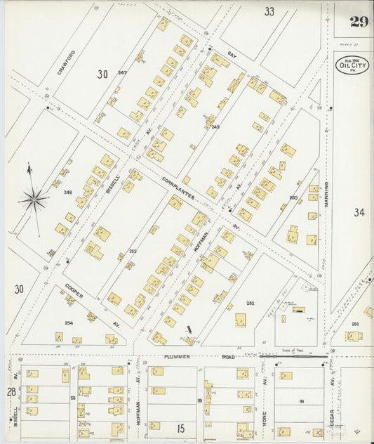 Sanborn Fire Insurance Map from Oil City, Venango County, Pennsylvania (1906), Sheet #0029 - Historic Sanborn Fire Insurance Map Print, vintage old map wall art, antique decor, genealogy gift, Pennsylvania Pennsylvania map