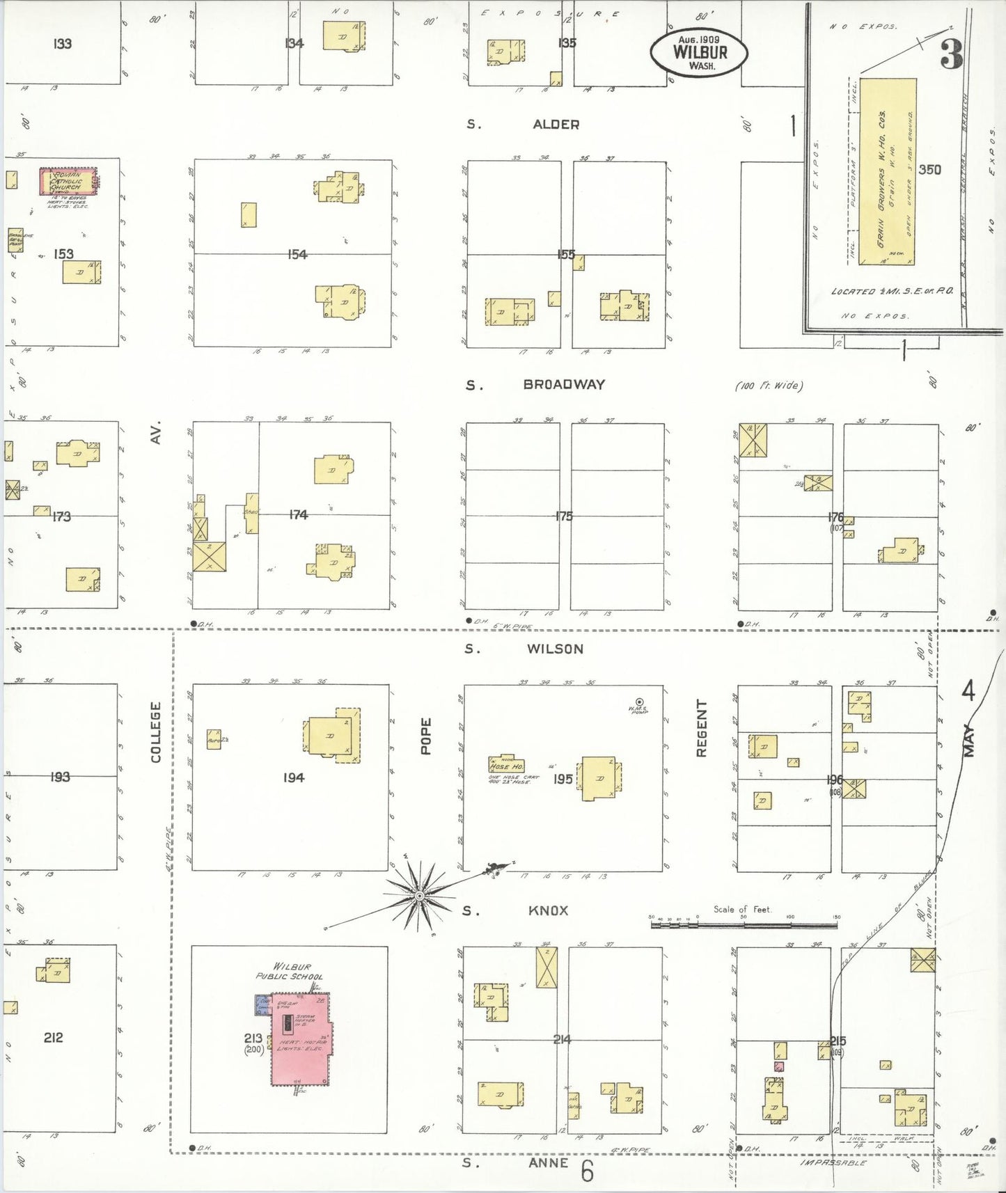 Sanborn Fire Insurance Map from Wilbur, Lincoln County, Washington (1909), Sheet #0003 - Complete Map Set gallery image, historic Sanborn map, vintage wall art, Washington Washington