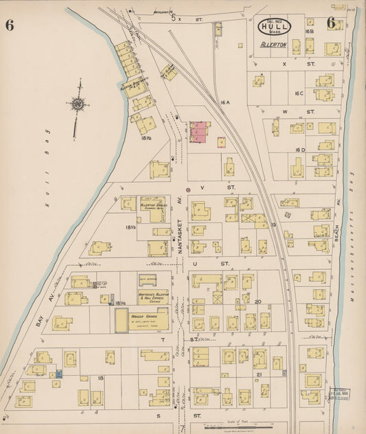 Sanborn Fire Insurance Map from Hull, Plymouth County, Massachusetts (1922), Sheet #0006 - Historic Sanborn Fire Insurance Map Print, vintage old map wall art, antique decor, genealogy gift, Massachusetts Massachusetts map
