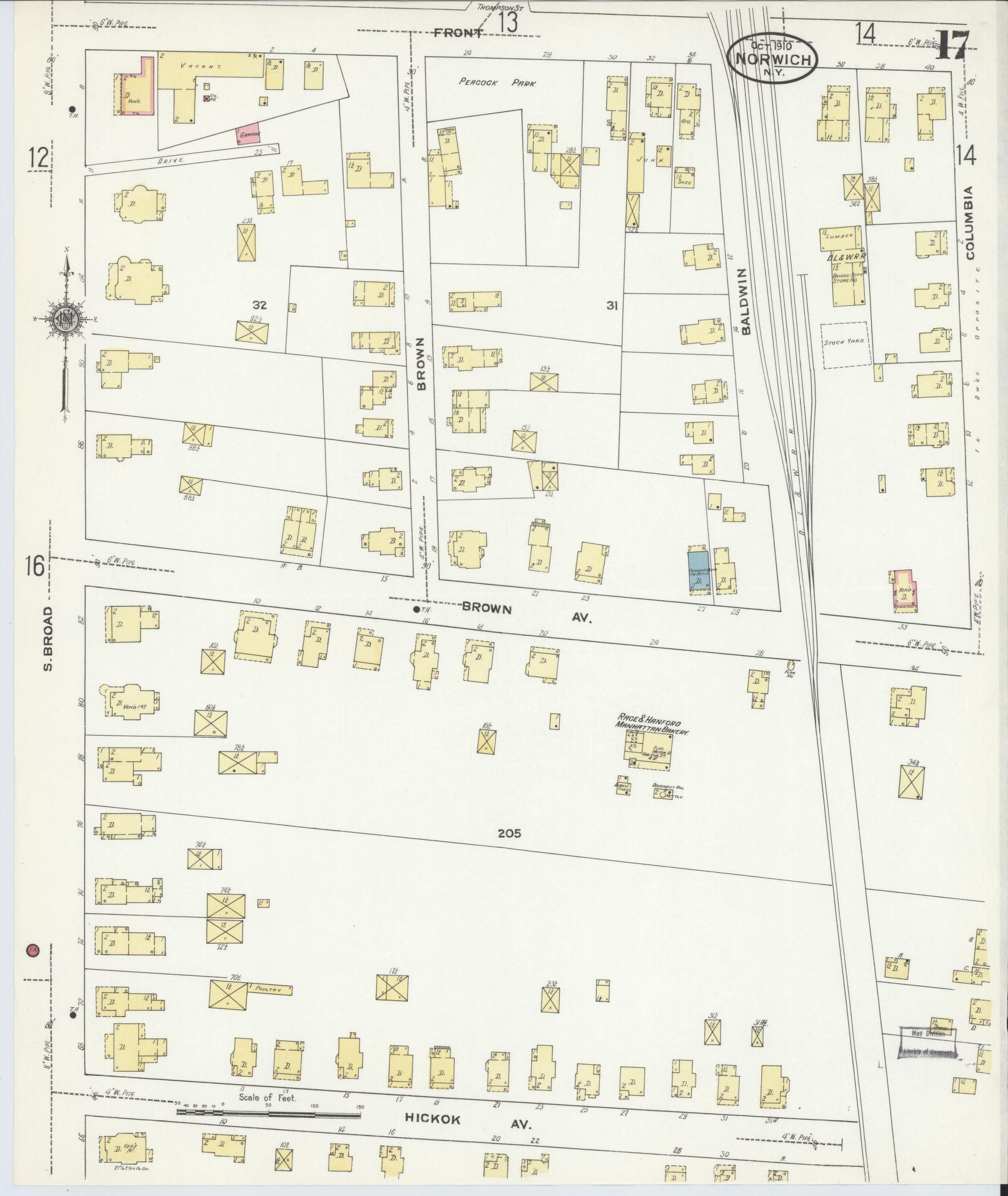 Sanborn Fire Insurance Map from Norwich, Chenango County, New York (1910), Sheet #0017 - Complete Map Set gallery image, historic Sanborn map, vintage wall art, New York New York