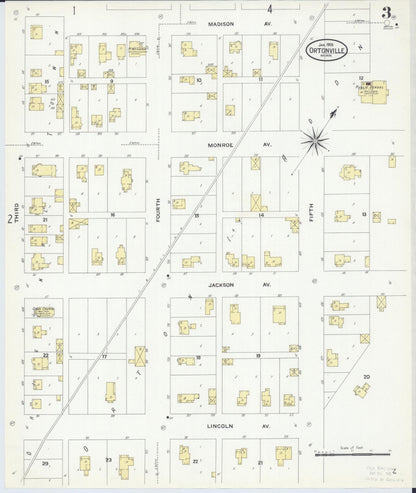 Sanborn Fire Insurance Map from Ortonville, Big Stone County, Minnesota (1909), Sheet #0003 - Historic Sanborn Fire Insurance Map Print, vintage old map wall art, antique decor, genealogy gift, Minnesota Minnesota map