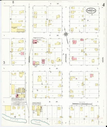 Sanborn Fire Insurance Map from Hamburg, Fremont County, Iowa (1911), Sheet #0004 - Historic Sanborn Fire Insurance Map Print