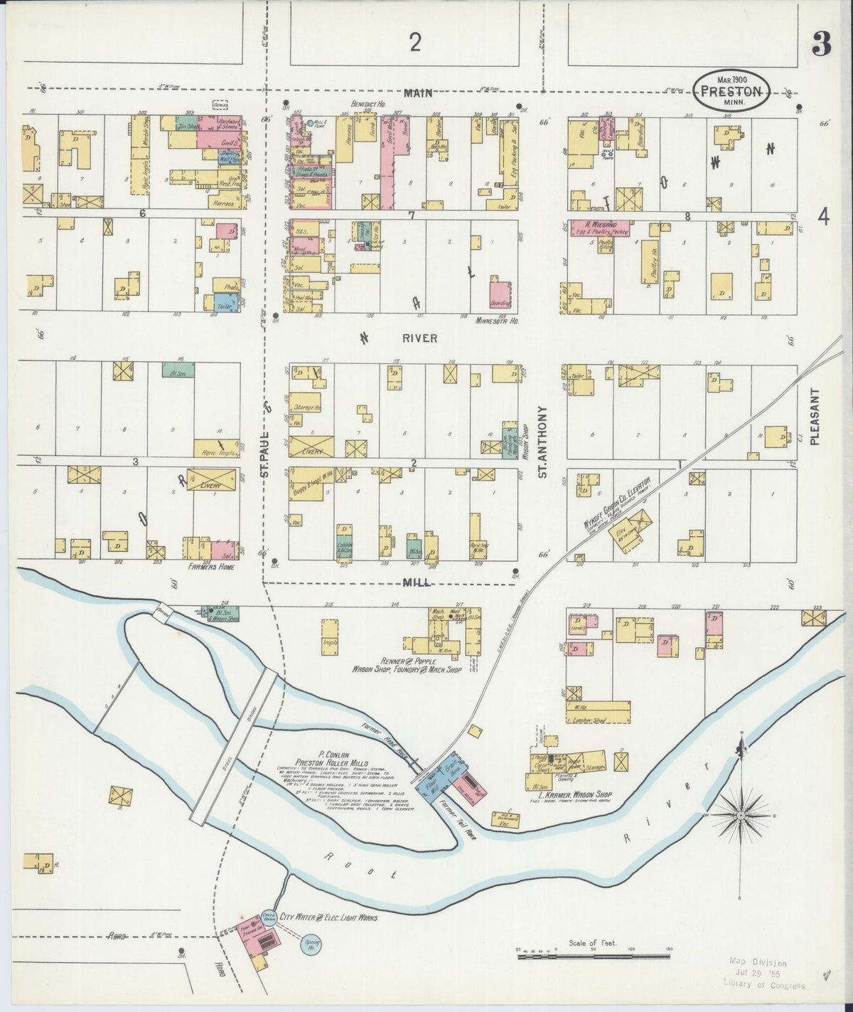 Sanborn Fire Insurance Map from Preston, Fillmore County, Minnesota (1900), Sheet #0003 - Complete Map Set gallery image, historic Sanborn map, vintage wall art, Minnesota Minnesota
