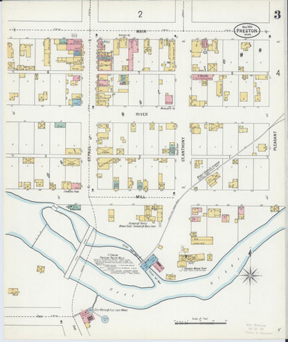 Sanborn Fire Insurance Map from Preston, Fillmore County, Minnesota (1900), Sheet #0003 - Complete Map Set gallery image, historic Sanborn map, vintage wall art, Minnesota Minnesota