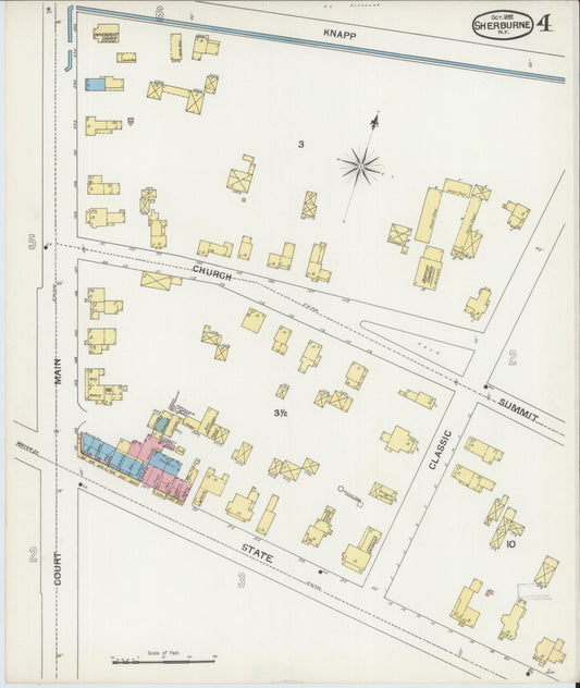 Sanborn Fire Insurance Map from Sherburne, Chenango County, New York (1892), Sheet #0004 - Historic Sanborn Fire Insurance Map Print, vintage old map wall art, antique decor, genealogy gift, New York New York map
