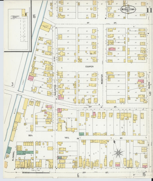 Sanborn Fire Insurance Map from Middletown, Butler County, Ohio (1901), Sheet #0011 - Historic Sanborn Fire Insurance Map Print, vintage old map wall art, antique decor, genealogy gift, Ohio Ohio map