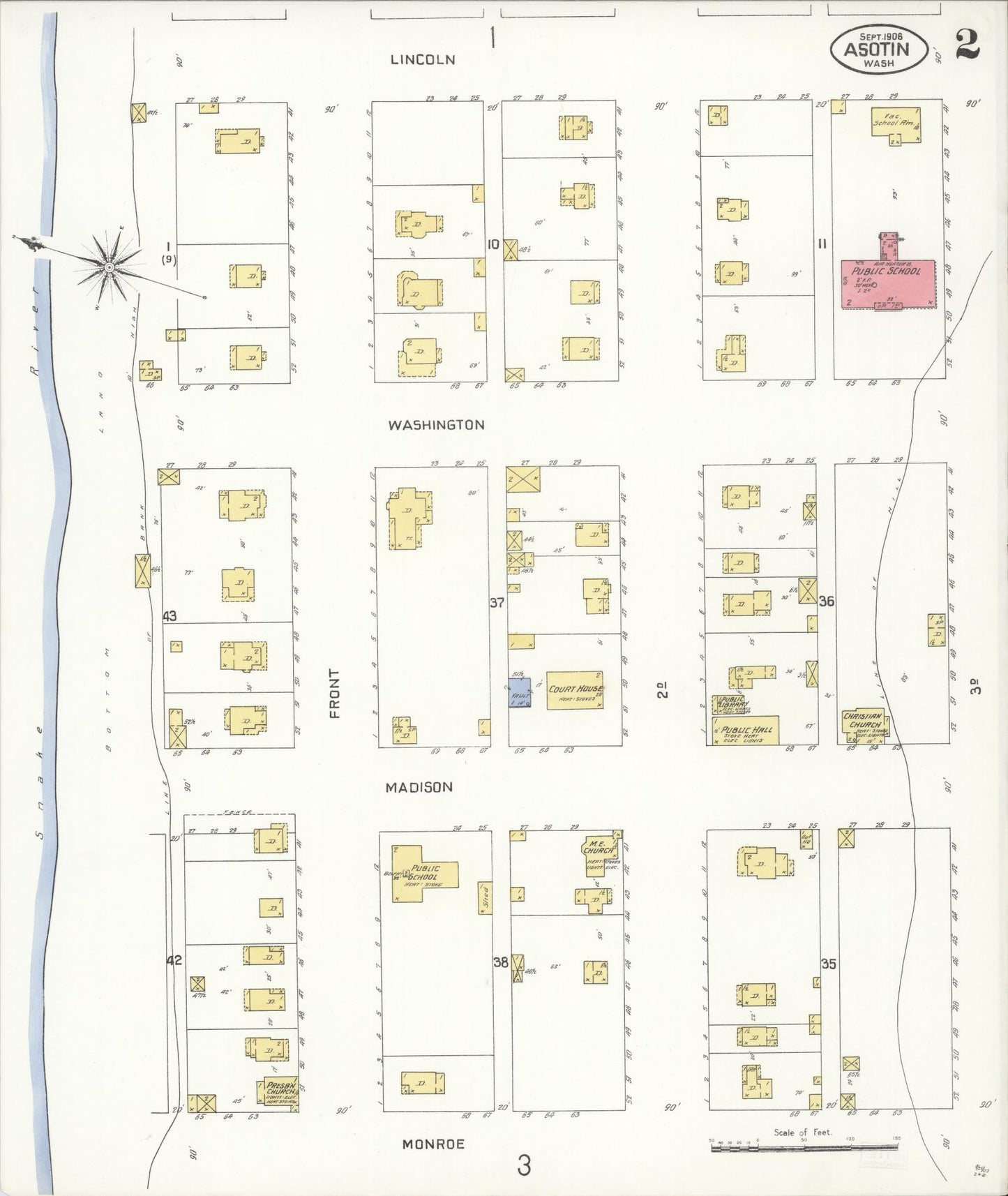 Sanborn Fire Insurance Map from Asotin, Asotin County, Washington (1908), Sheet #0002 - Complete Map Set gallery image, historic Sanborn map, vintage wall art, Washington Washington