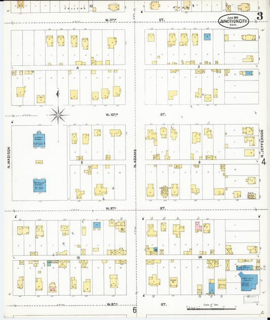 Sanborn Fire Insurance Map from Junction City, Geary County, Kansas (1905), Sheet #0003 - Historic Sanborn Fire Insurance Map Print, vintage old map wall art, antique decor, genealogy gift, Kansas Kansas map