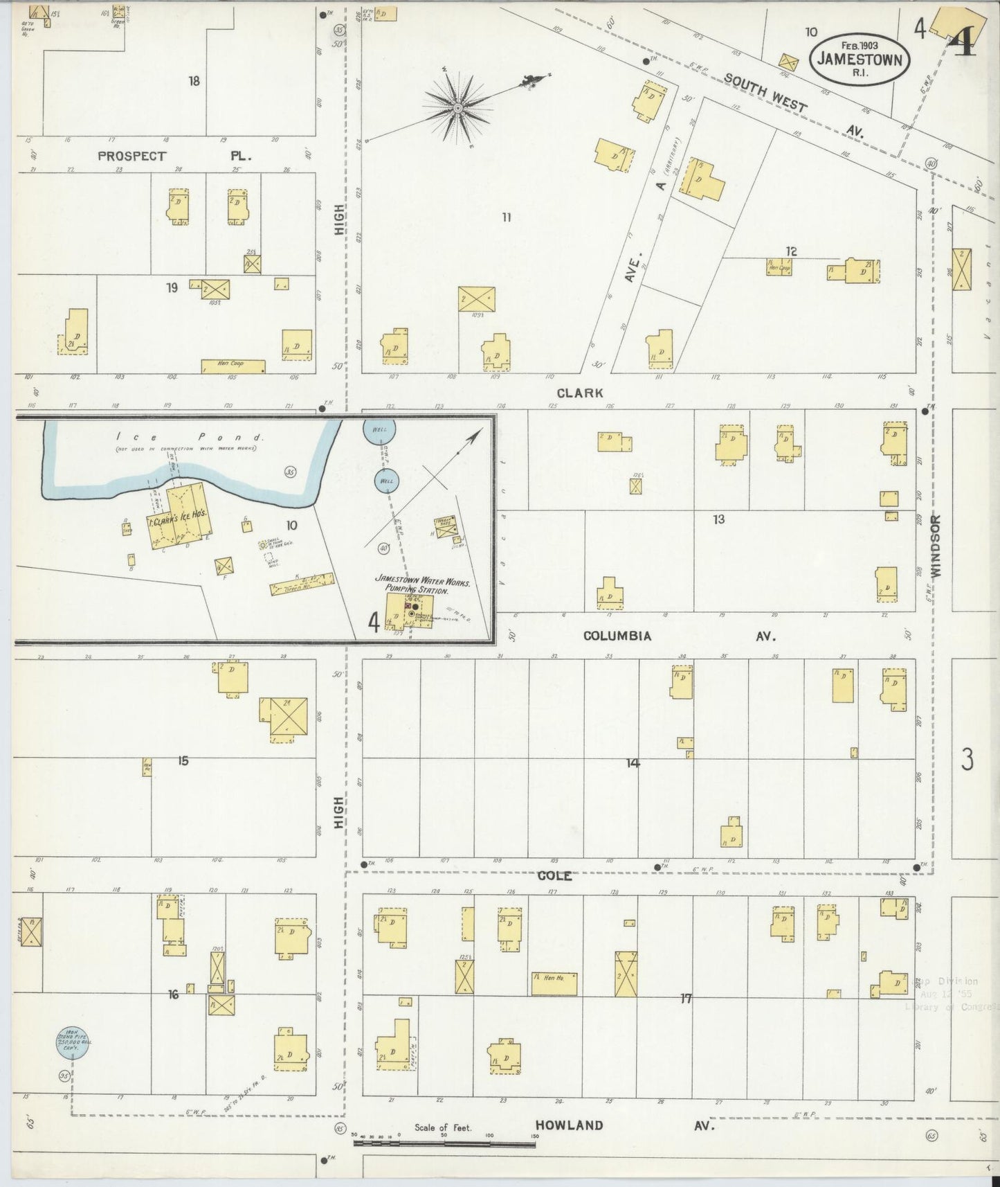 Sanborn Fire Insurance Map from Jamestown, Newport County, Rhode Island (1903), Sheet #0004 - Complete Map Set gallery image, historic Sanborn map, vintage wall art, Rhode Island Rhode Island