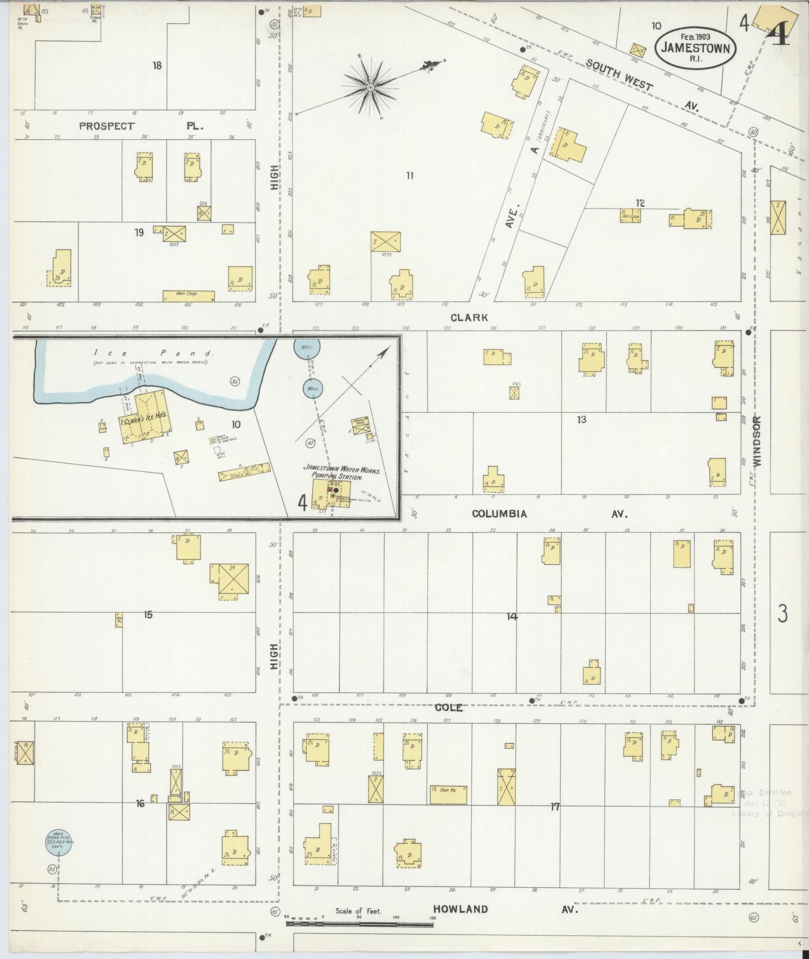 Sanborn Fire Insurance Map from Jamestown, Newport County, Rhode Island (1903), Sheet #0004 - Complete Map Set gallery image, historic Sanborn map, vintage wall art, Rhode Island Rhode Island