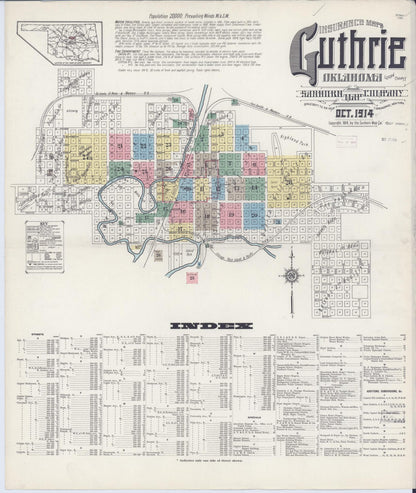 Sanborn Fire Insurance Map from Guthrie, Logan County, Oklahoma (1914), Sheet #0001 - Complete Map Set gallery image, historic Sanborn map, vintage wall art, Oklahoma Oklahoma
