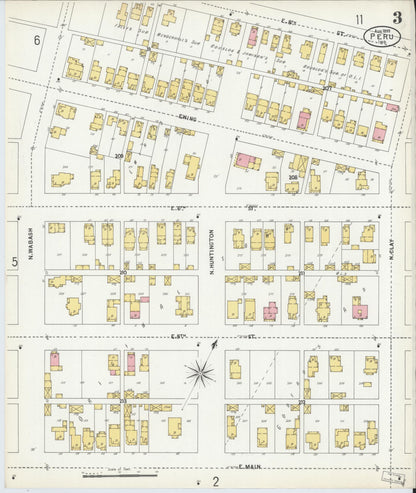 Sanborn Fire Insurance Map from Peru, Miami County, Indiana (1899), Sheet #0003 - Complete Map Set gallery image, historic Sanborn map, vintage wall art, Indiana Indiana
