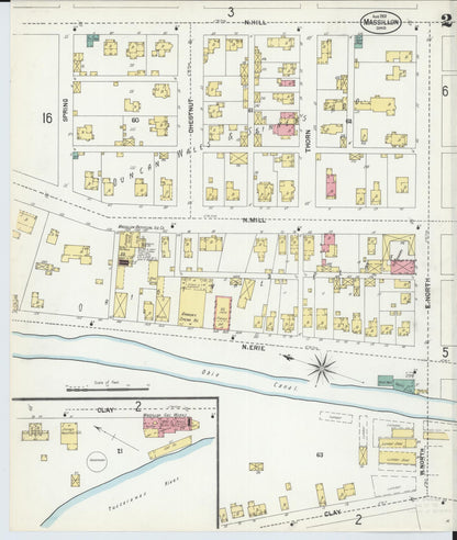 Sanborn Fire Insurance Map from Massillon, Stark County, Ohio (1901), Sheet #0002 - Historic Sanborn Fire Insurance Map Print, vintage old map wall art, antique decor, genealogy gift, Ohio Ohio map