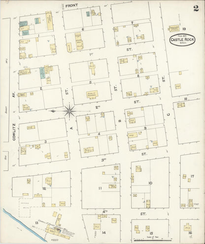 Sanborn Fire Insurance Map from Castle Rock, Cowlitz County, Washington (1891), Sheet #0002 - Complete Map Set gallery image, historic Sanborn map, vintage wall art, Washington Washington