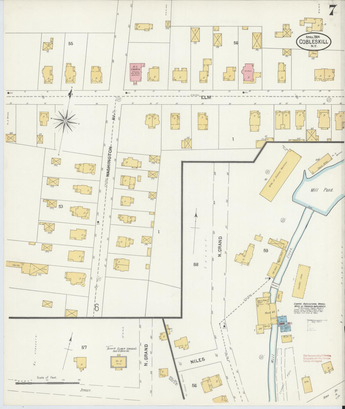 Sanborn Fire Insurance Map from Cobleskill, Schoharie County, New York (1904), Sheet #0007 - Complete Map Set gallery image, historic Sanborn map, vintage wall art, New York New York