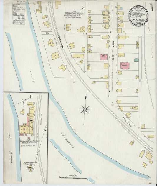 Sanborn Fire Insurance Map from Saltsburg, Indiana County, Pennsylvania (1897), Sheet #0001 - Historic Sanborn Fire Insurance Map Print, vintage old map wall art, antique decor, genealogy gift, Saltsburg Indiana map