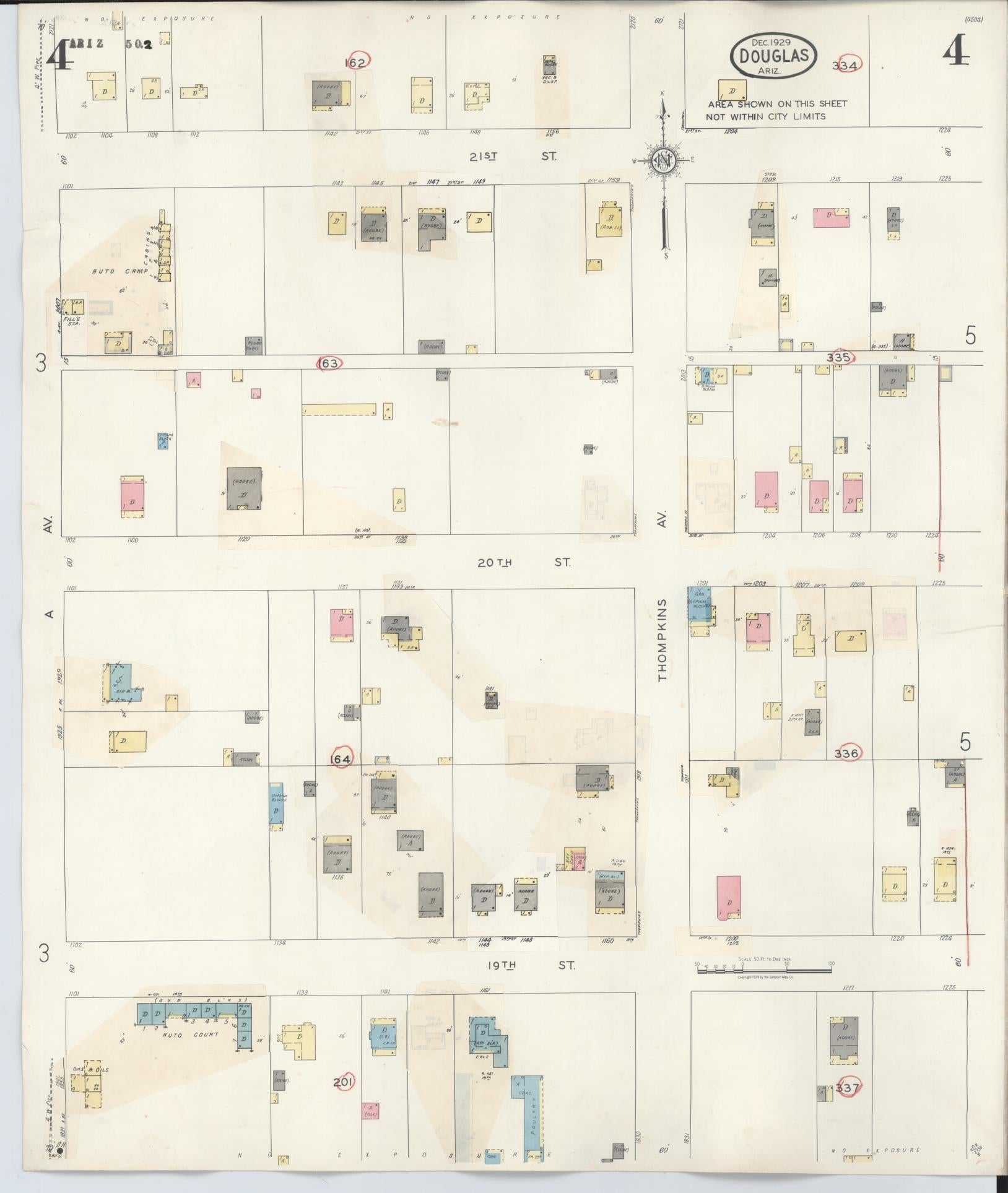 Sanborn Fire Insurance Map from Douglas, Cochise County, Arizona (1947), Sheet #0004 - Complete Map Set gallery image, historic Sanborn map, vintage wall art, Arizona Arizona