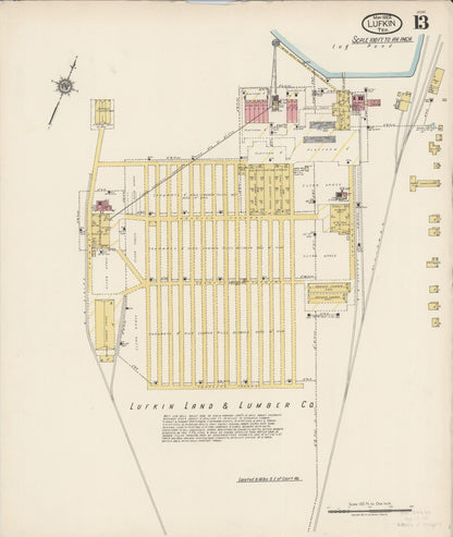Sanborn Fire Insurance Map from Lufkin, Angelina County, Texas (1922), Sheet #0013 - Complete Map Set gallery image, historic Sanborn map, vintage wall art, Texas Texas