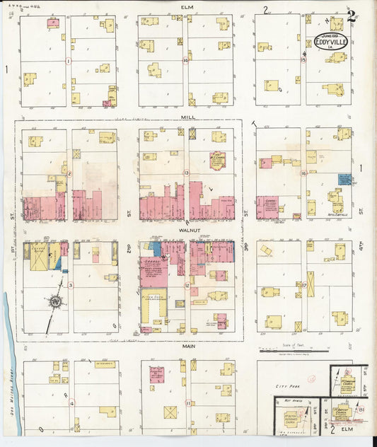 Sanborn Fire Insurance Map from Eddyville, Wapello County, Iowa (1931), Sheet #0002 - Historic Sanborn Fire Insurance Map Print, vintage old map wall art