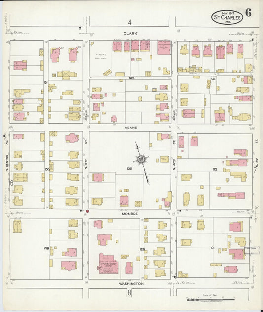Sanborn Fire Insurance Map from Saint Charles, Saint Charles County, Missouri (1917), Sheet #0006 - Historic Sanborn Fire Insurance Map Print, vintage old map wall art, antique decor, genealogy gift, Missouri Missouri map