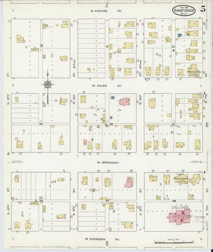 Sanborn Fire Insurance Map from Kingfisher, Kingfisher County, Oklahoma (1915), Sheet #0005 - Complete Map Set gallery image, historic Sanborn map, vintage wall art, Oklahoma Oklahoma
