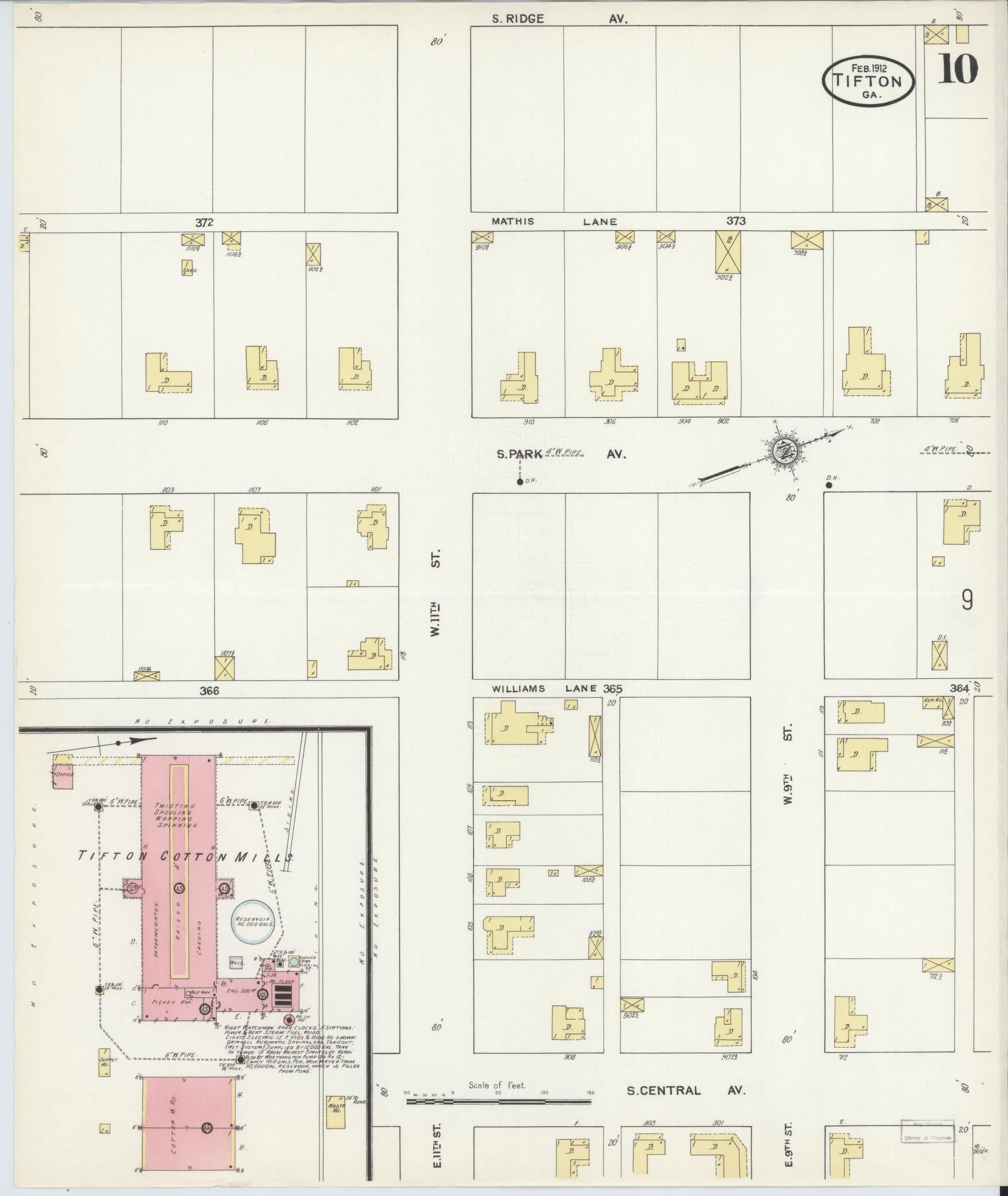 Sanborn Fire Insurance Map from Tifton, Tift County, Georgia (1912), Sheet #0010 - Complete Map Set gallery image, historic Sanborn map, vintage wall art, Georgia Georgia