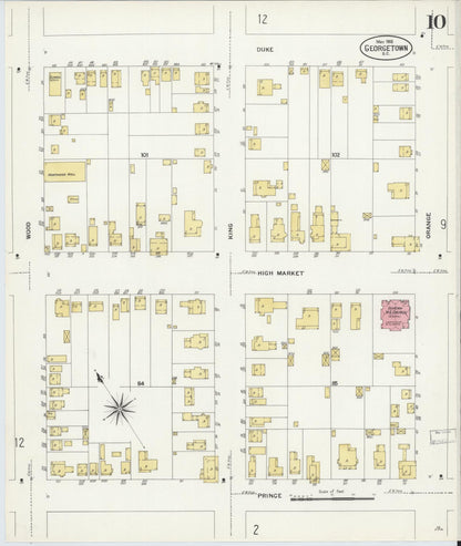 Sanborn Fire Insurance Map from Georgetown, Georgetown County, South Carolina (1908), Sheet #0010 - Complete Map Set gallery image, historic Sanborn map, vintage wall art, South Carolina South Carolina