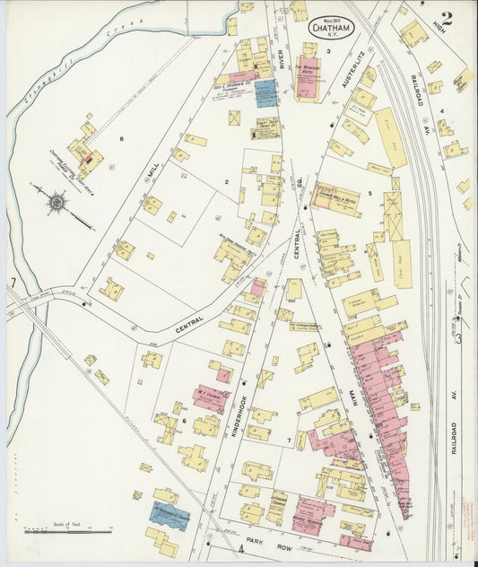 Sanborn Fire Insurance Map from Chatham, Columbia County, New York (1910), Sheet #0002 - Historic Sanborn Fire Insurance Map Print, vintage old map wall art, antique decor, genealogy gift, New York New York map