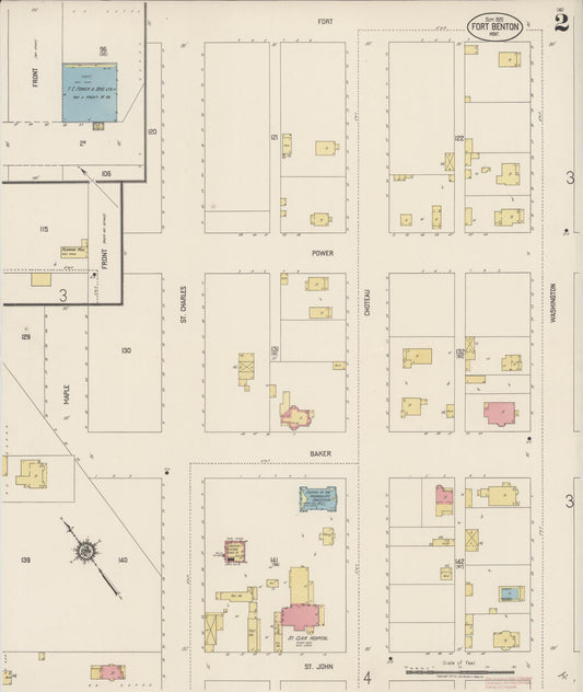 Sanborn Fire Insurance Map from Fort Benton, Chouteau County, Montana (1920), Sheet #0002 - Historic Sanborn Fire Insurance Map Print, vintage old map wall art, antique decor, genealogy gift, Montana Montana map