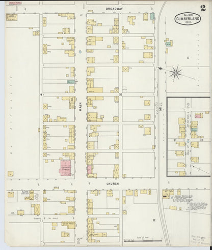 Sanborn Fire Insurance Map from Cumberland, Guernsey County, Ohio (1895), Sheet #0002 - Historic Sanborn Fire Insurance Map Print, vintage old map wall art, antique decor, genealogy gift, Ohio Ohio map