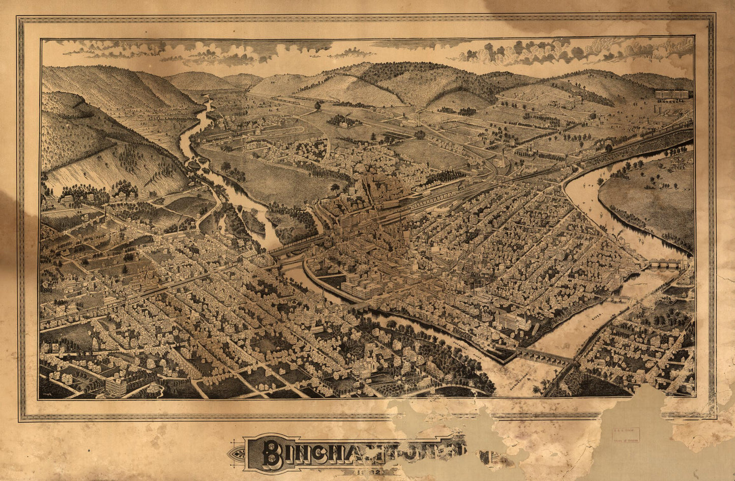 Binghamton, NY (1882) – Historic Bird’s-Eye View Panorama Print