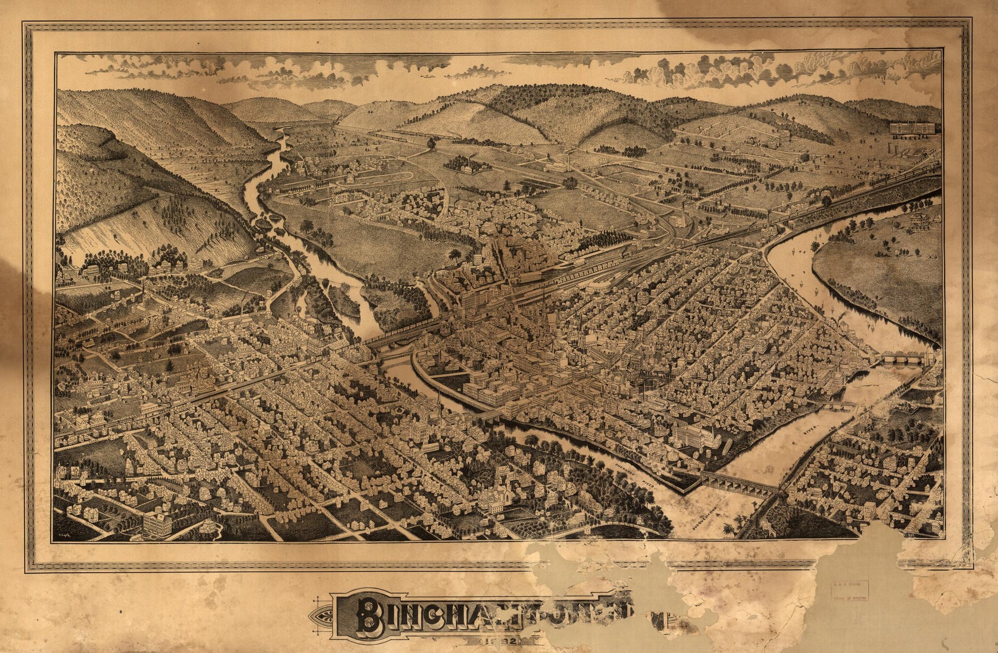 Binghamton, NY (1882) – Historic Bird’s-Eye View Panorama Print