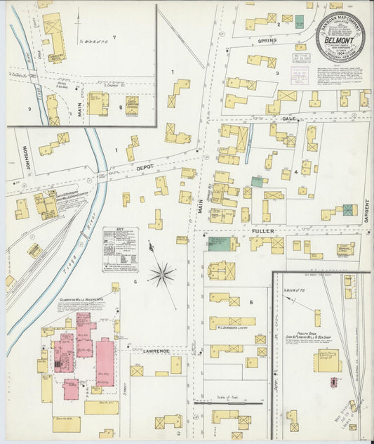Sanborn Fire Insurance Map from Belmont, Belknap County, New Hampshire (1904), Sheet #0001 - Historic Sanborn Fire Insurance Map Print, vintage old map wall art, antique decor, genealogy gift, New Hampshire New Hampshire map