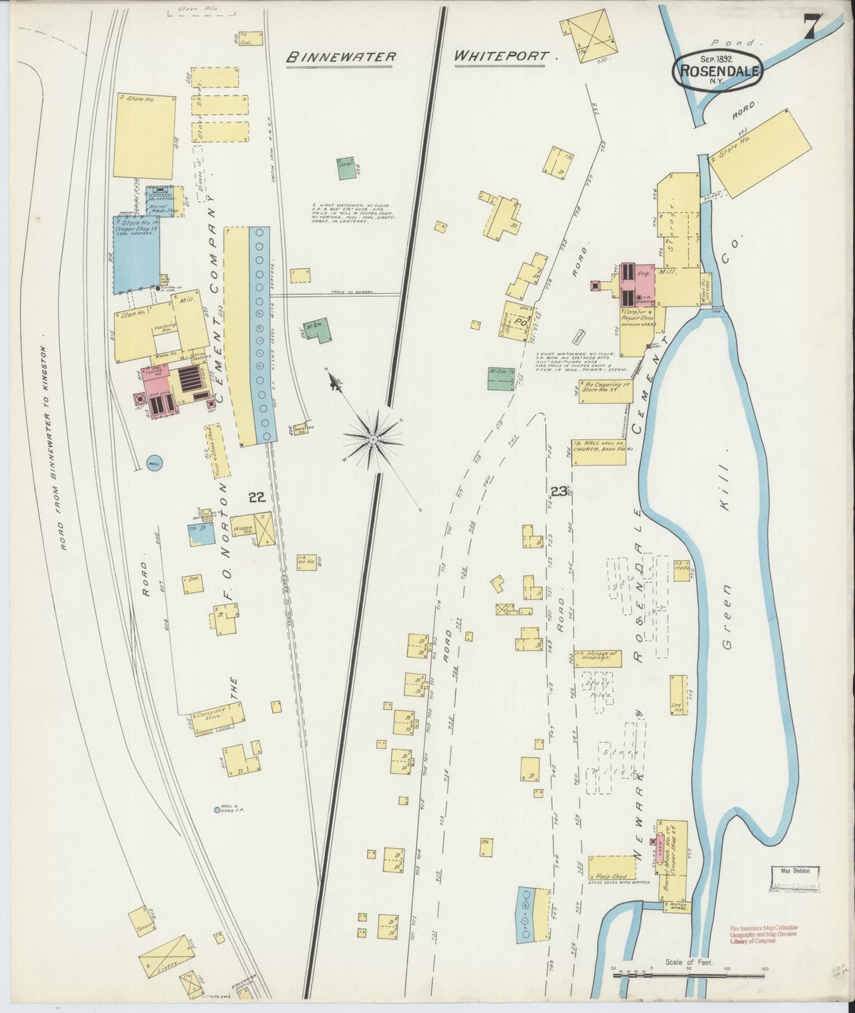 Sanborn Fire Insurance Map from Rosendale, Ulster County, New York (1892), Sheet #0007 - Complete Map Set gallery image, historic Sanborn map, vintage wall art, New York New York