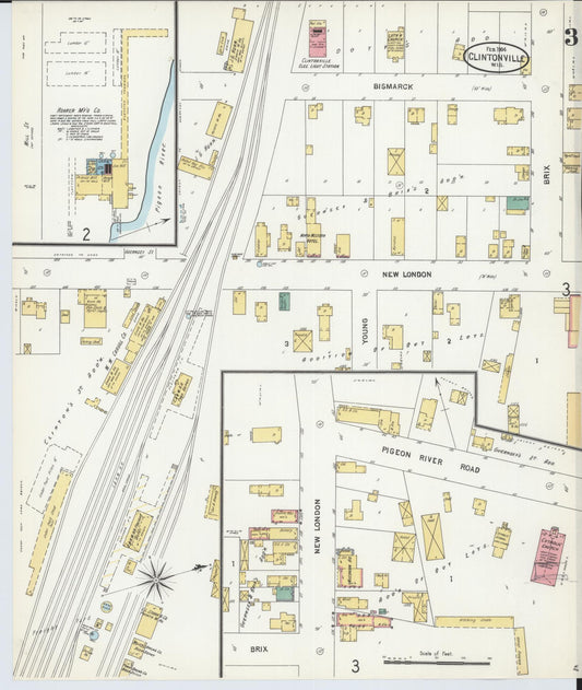 Sanborn Fire Insurance Map from Clintonville, Waupaca County, Wisconsin (1904), Sheet #0003 - Historic Sanborn Fire Insurance Map Print, vintage old map wall art, antique decor, genealogy gift, Wisconsin Wisconsin map