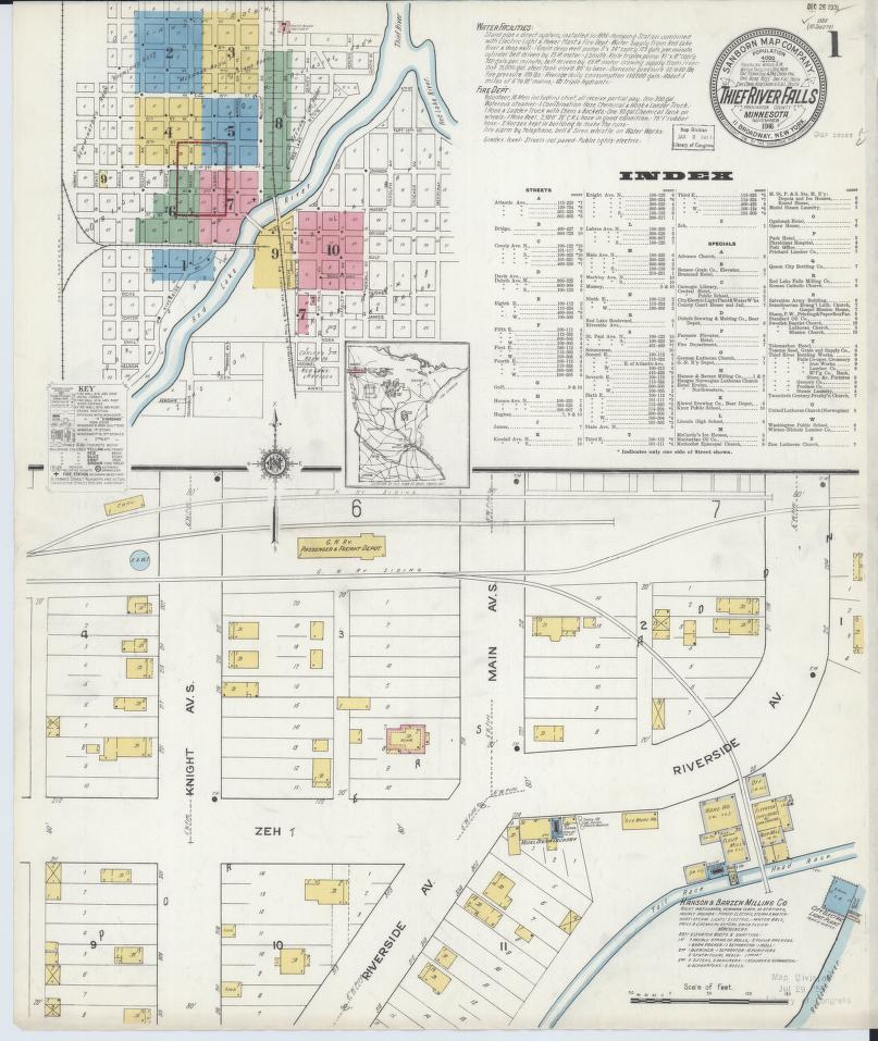 Sanborn Fire Insurance Map from Thief River Falls, Pennington County, Minnesota. (1916) – Map View
