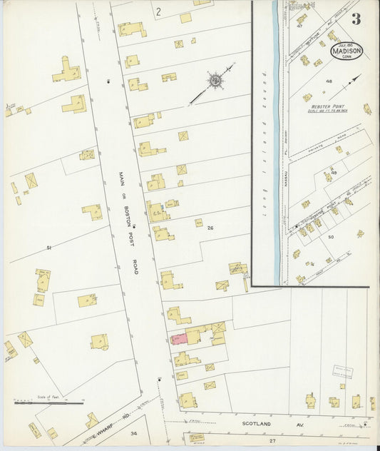 Sanborn Fire Insurance Map from Madison, New Haven County, Connecticut (1915), Sheet #0003 - Historic Sanborn Fire Insurance Map Print, vintage old map wall art, antique decor, genealogy gift, Connecticut Connecticut map