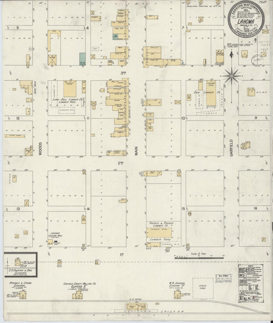 Sanborn Fire Insurance Map from Lahoma, Garfield County, Oklahoma (1902), Sheet #0001 - Historic Sanborn Fire Insurance Map Print, vintage old map wall art, antique decor, genealogy gift, Oklahoma Oklahoma map